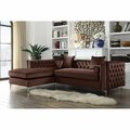 Chic Home Monet Velvet Modern Contemporary Button Tufted Left Facing Sectional Sofa, Brown FSA2869-US